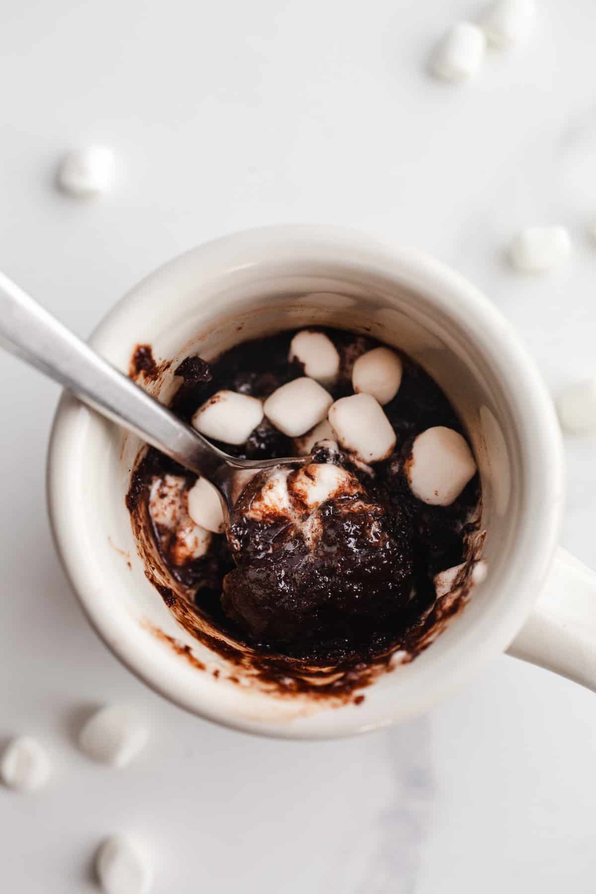 Chocolate cake in a mug.