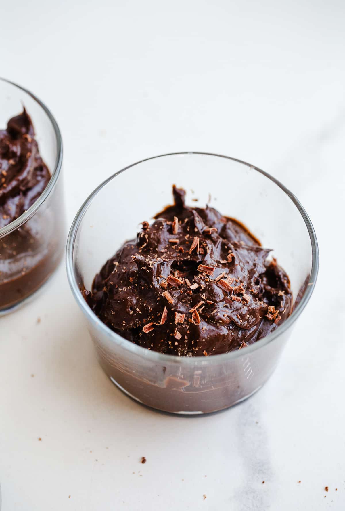 Two glasses of chocolate mousse.