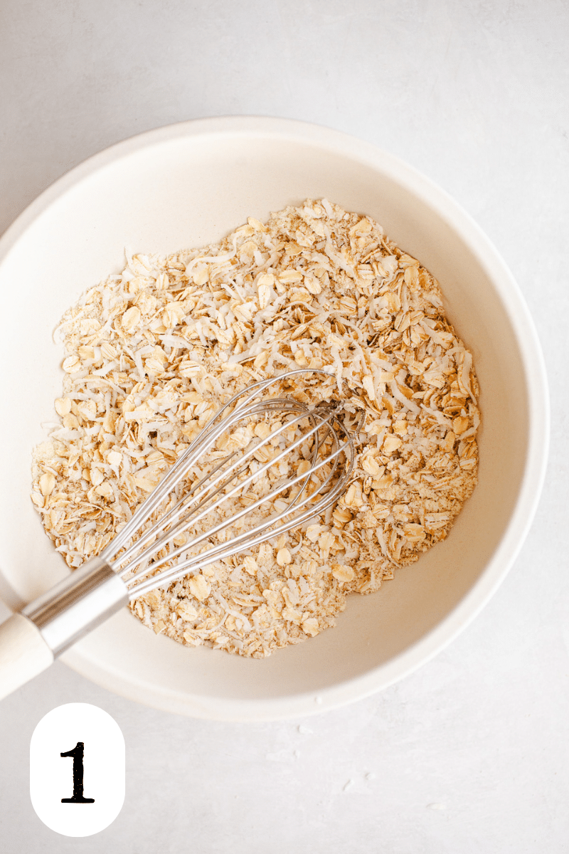 Oats in a mixing bowl. 