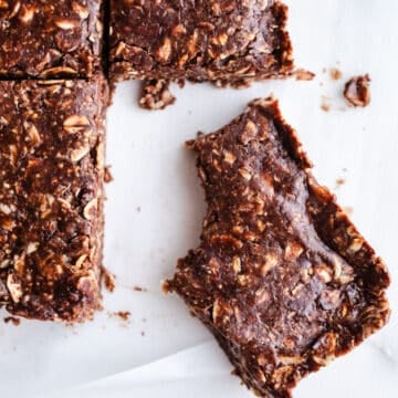 No bake bars on parchment paper.