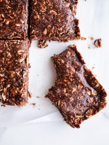 No bake bars on parchment paper.