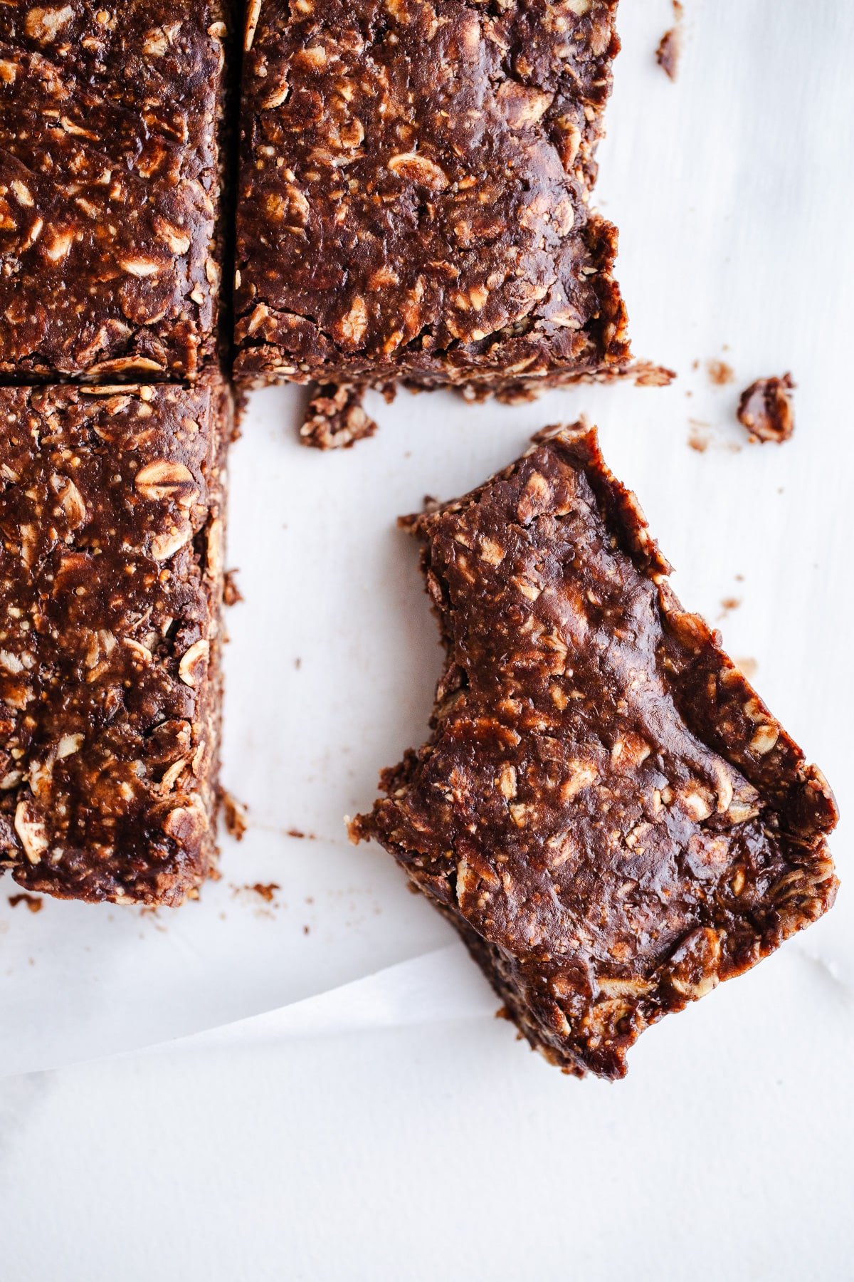 No bake bars on parchment paper.