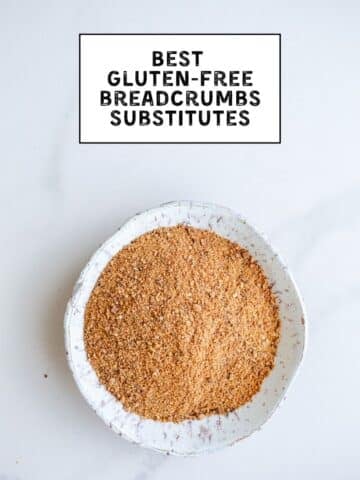 A bowl of breadcrumbs.