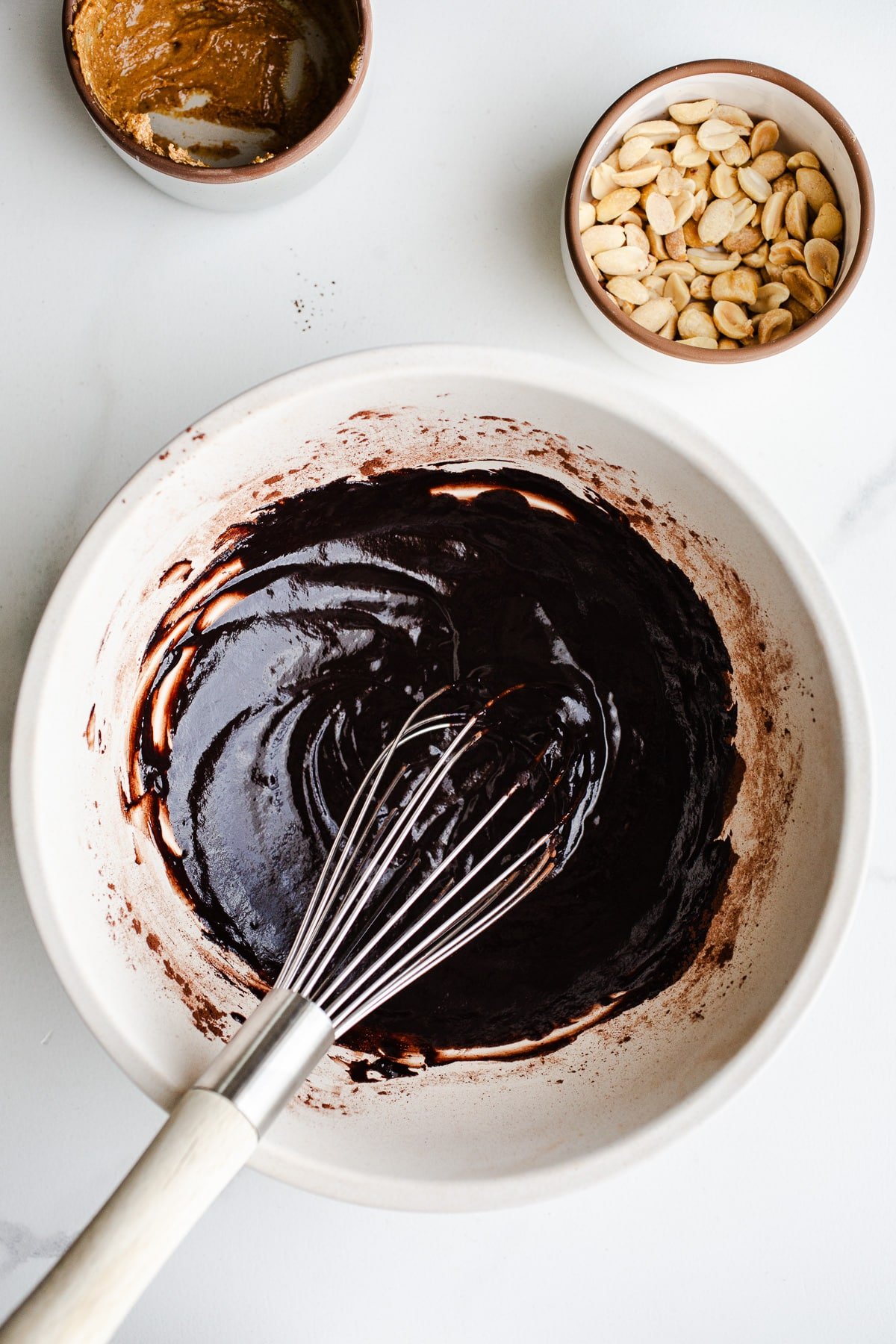 Chocolate sauce in a bowl. 