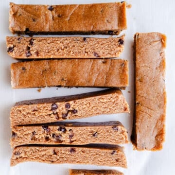 Protein bars on parchment paper.