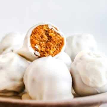 Pumpkin balls on a plate.