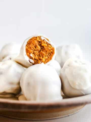 Pumpkin balls on a plate.