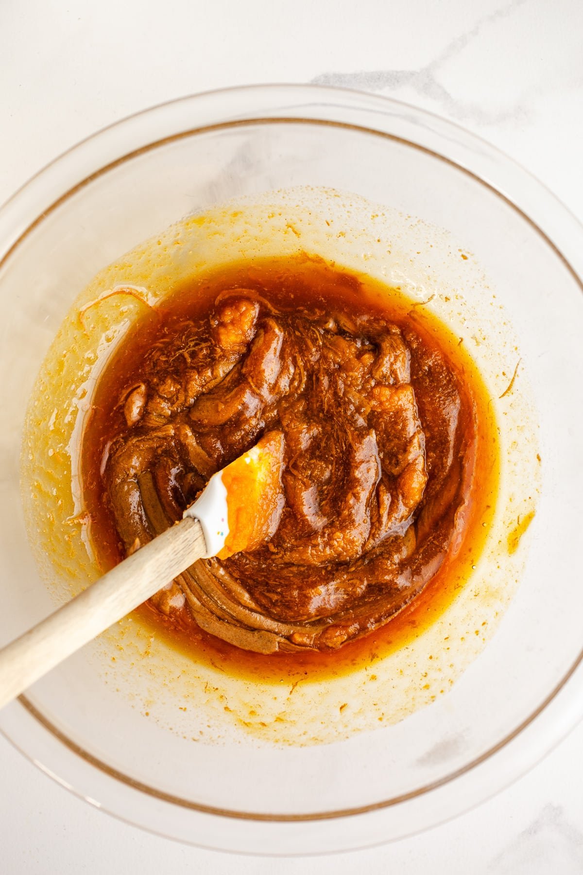 Almond butter mixture in a glass bowl.