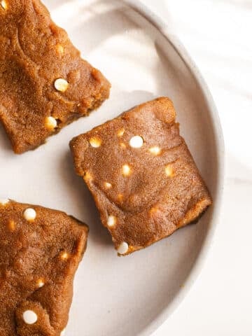 Pumpkin Protein Bars on a white plate.
