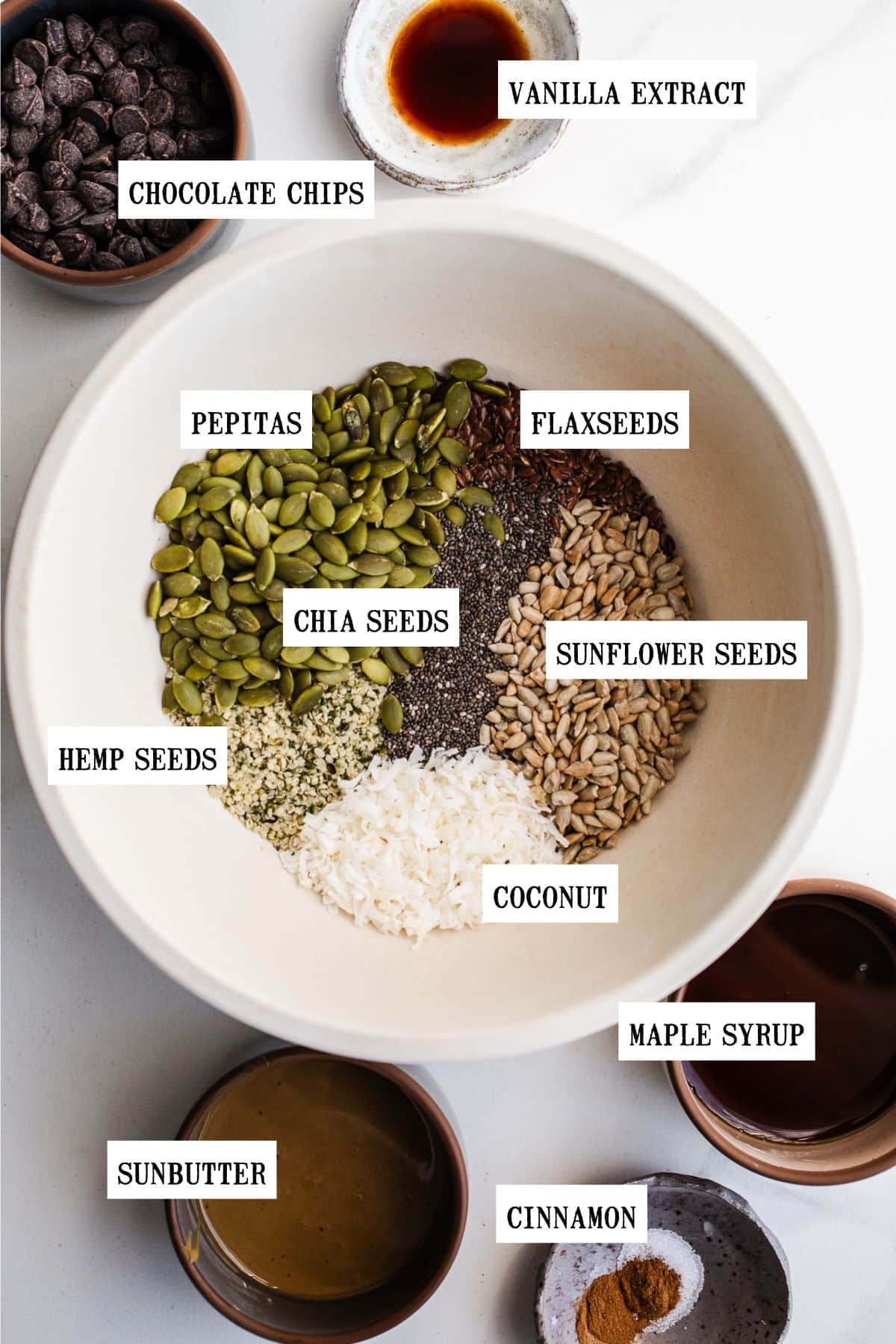 Ingredients to make seed cookies in a mixing bowl. 