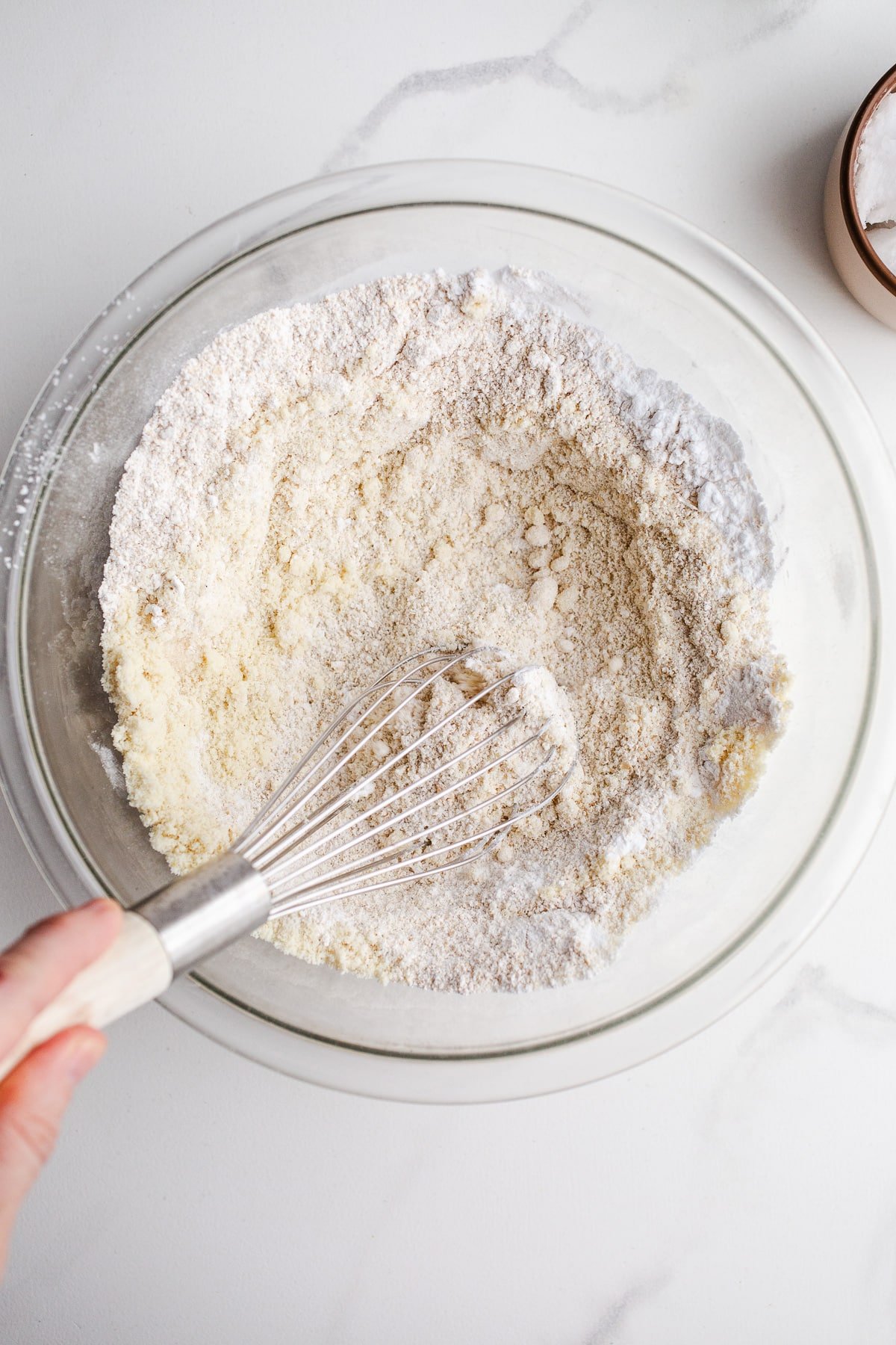Flours in a mixing bowl.