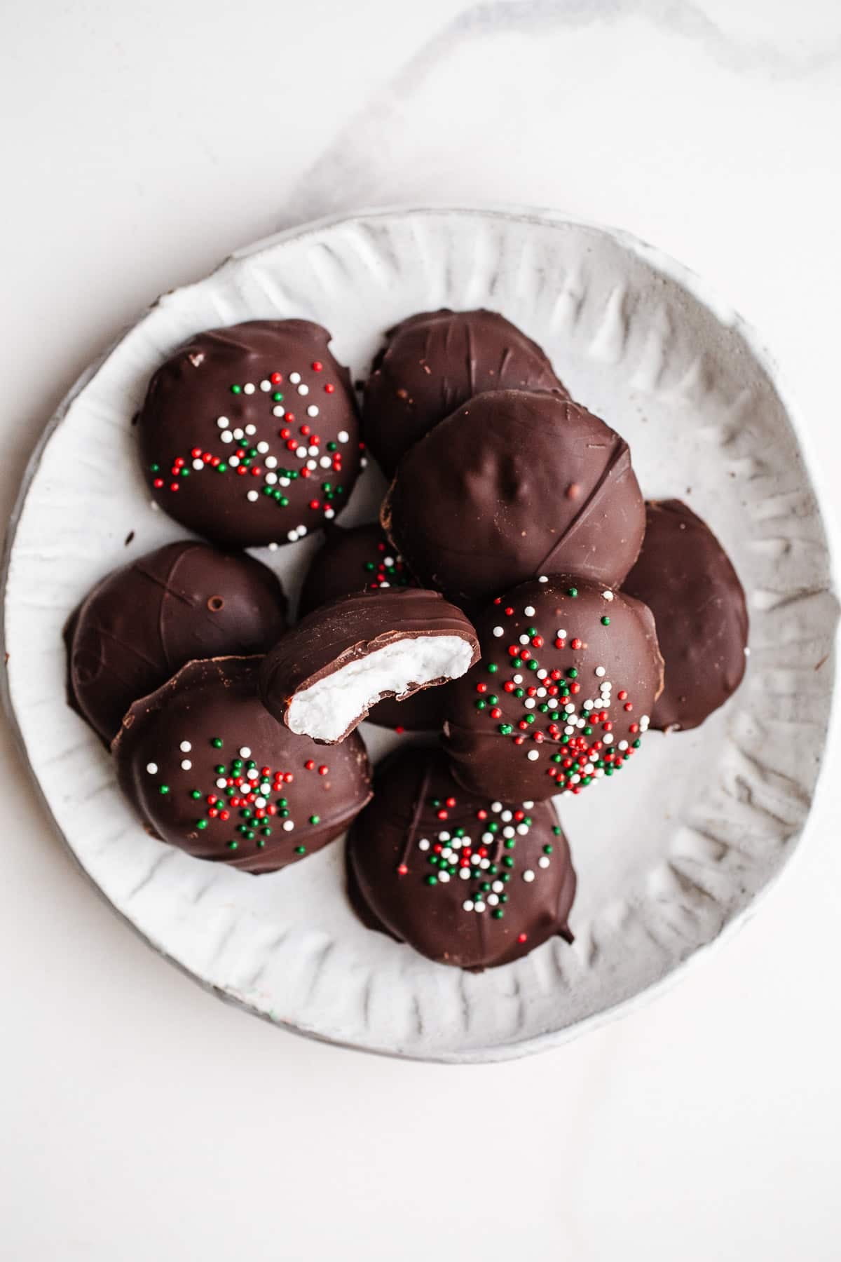 Peppermint patties on a plate.