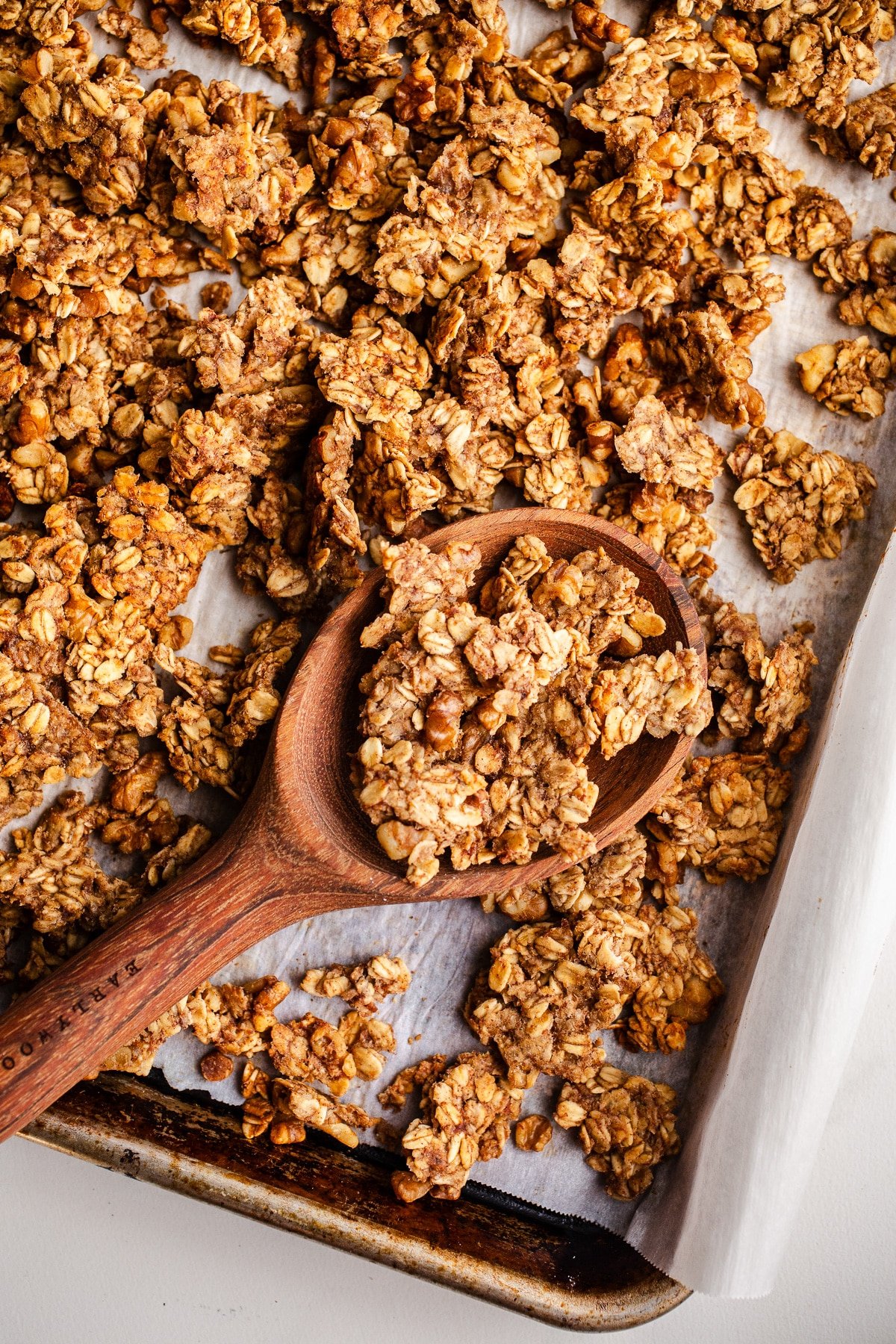 Granola in a baking pan. 