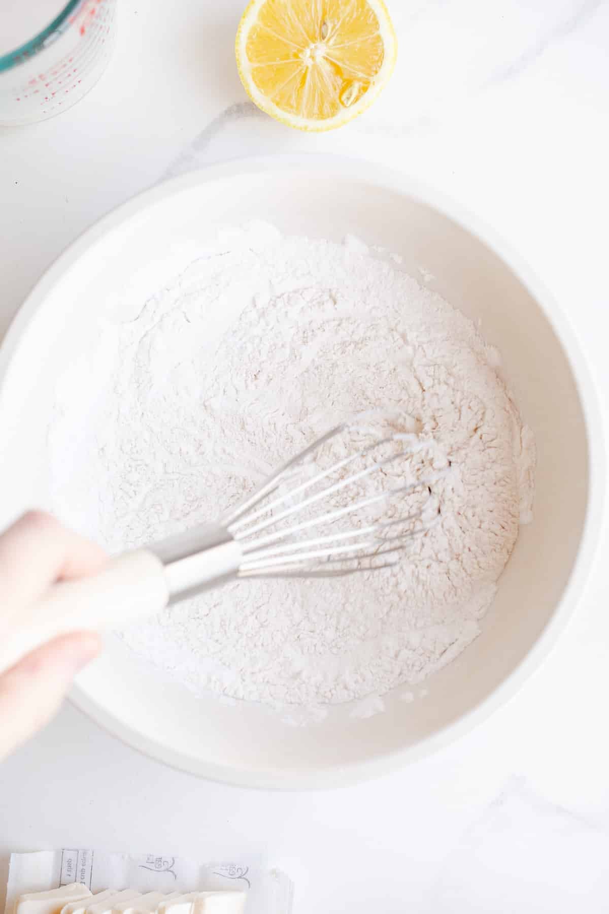 Flour and sat in a mixing bowl.
