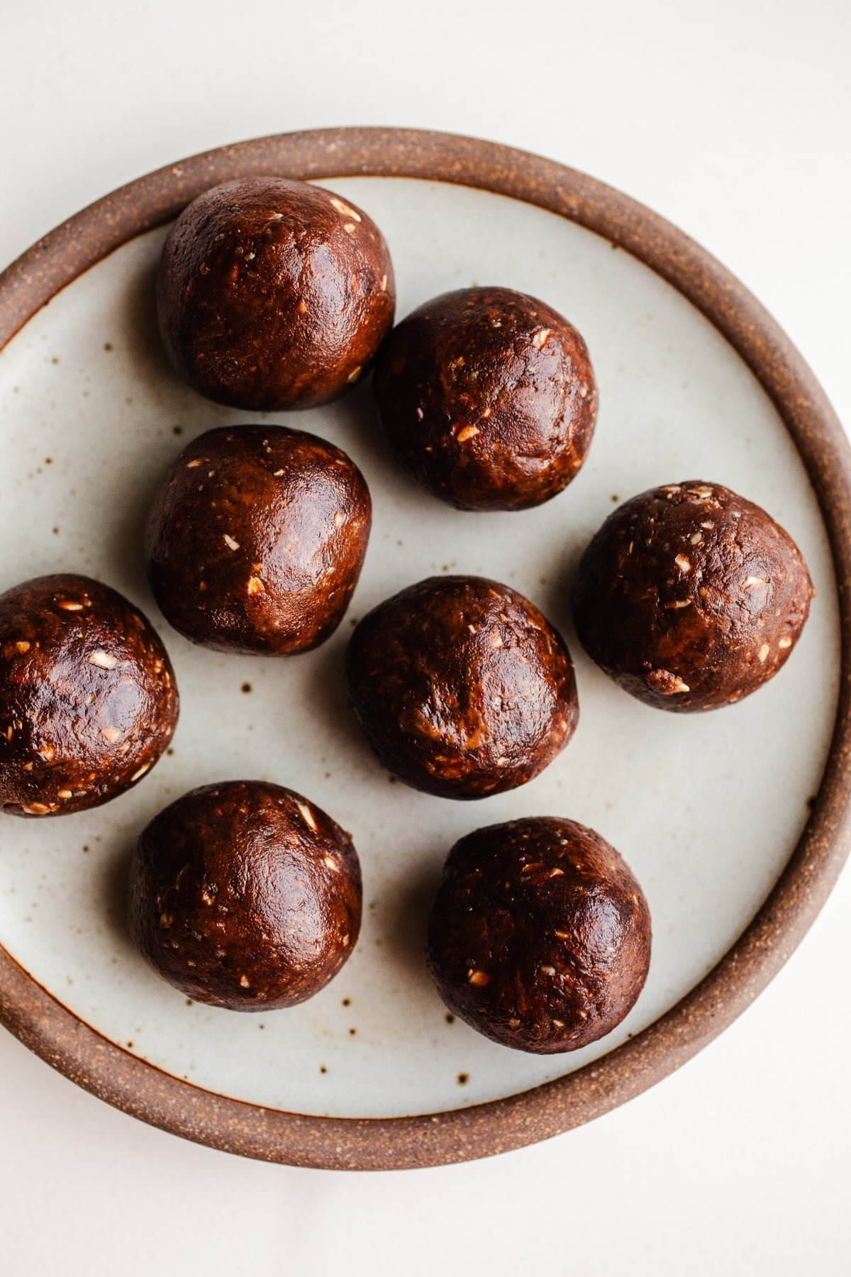 Protein balls on a rustic plate. 