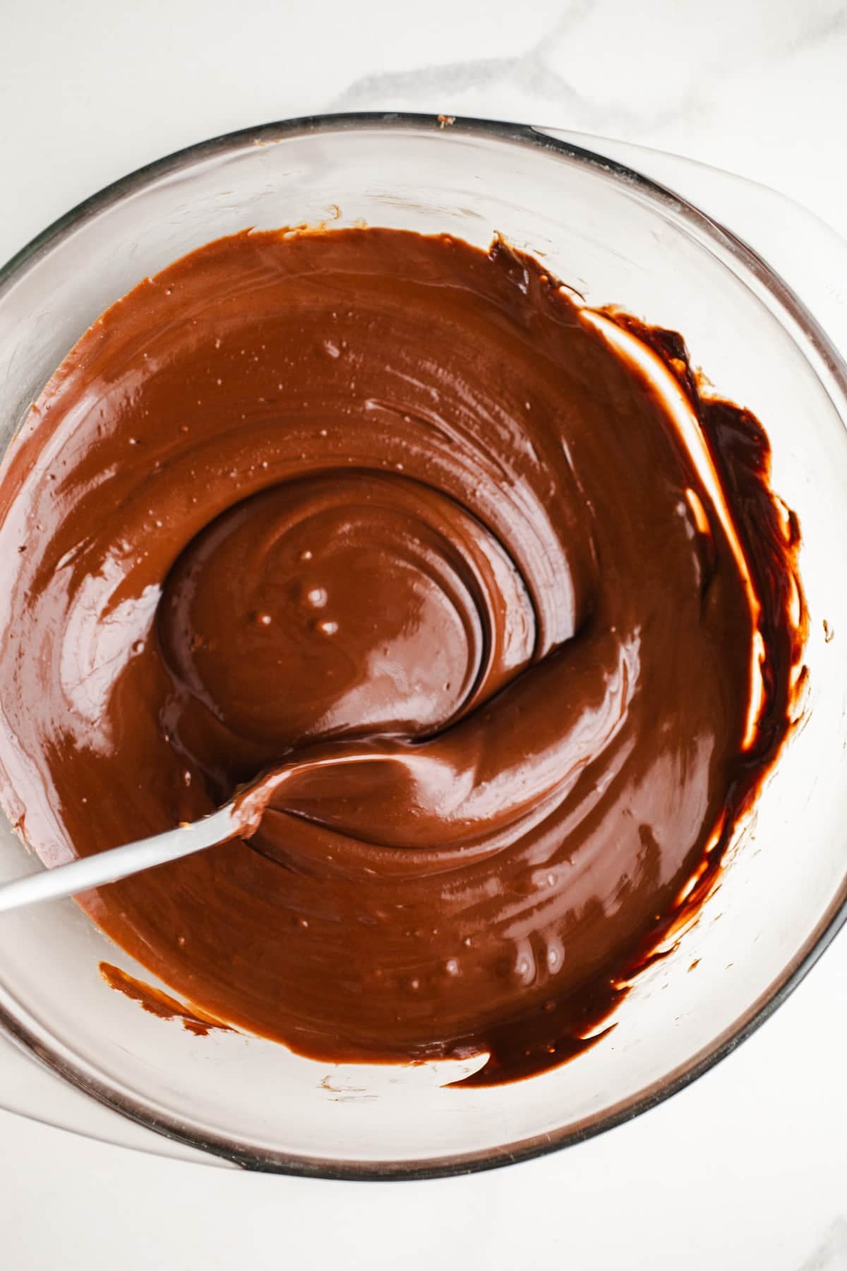 Melted chocolate in a bowl.