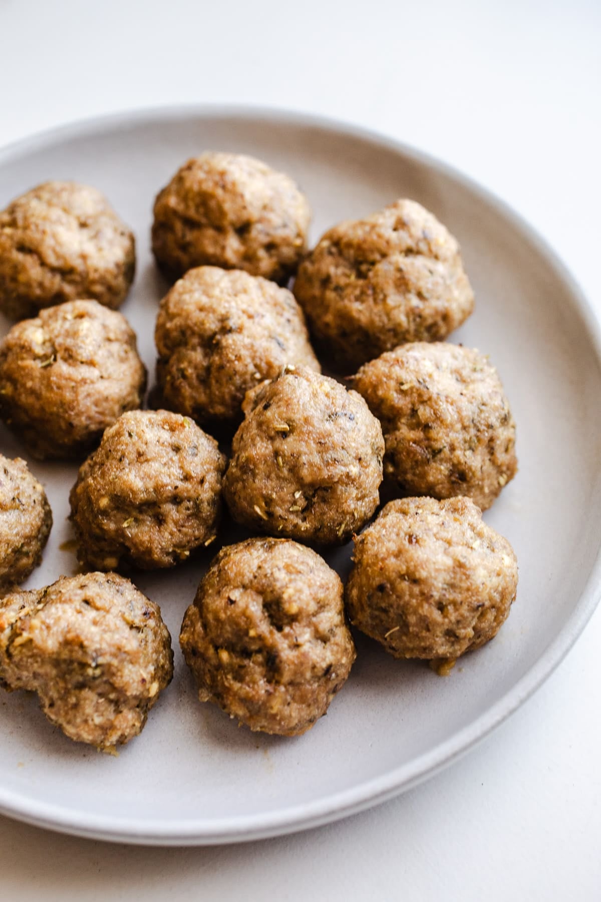Turkey meatballs on a plate.