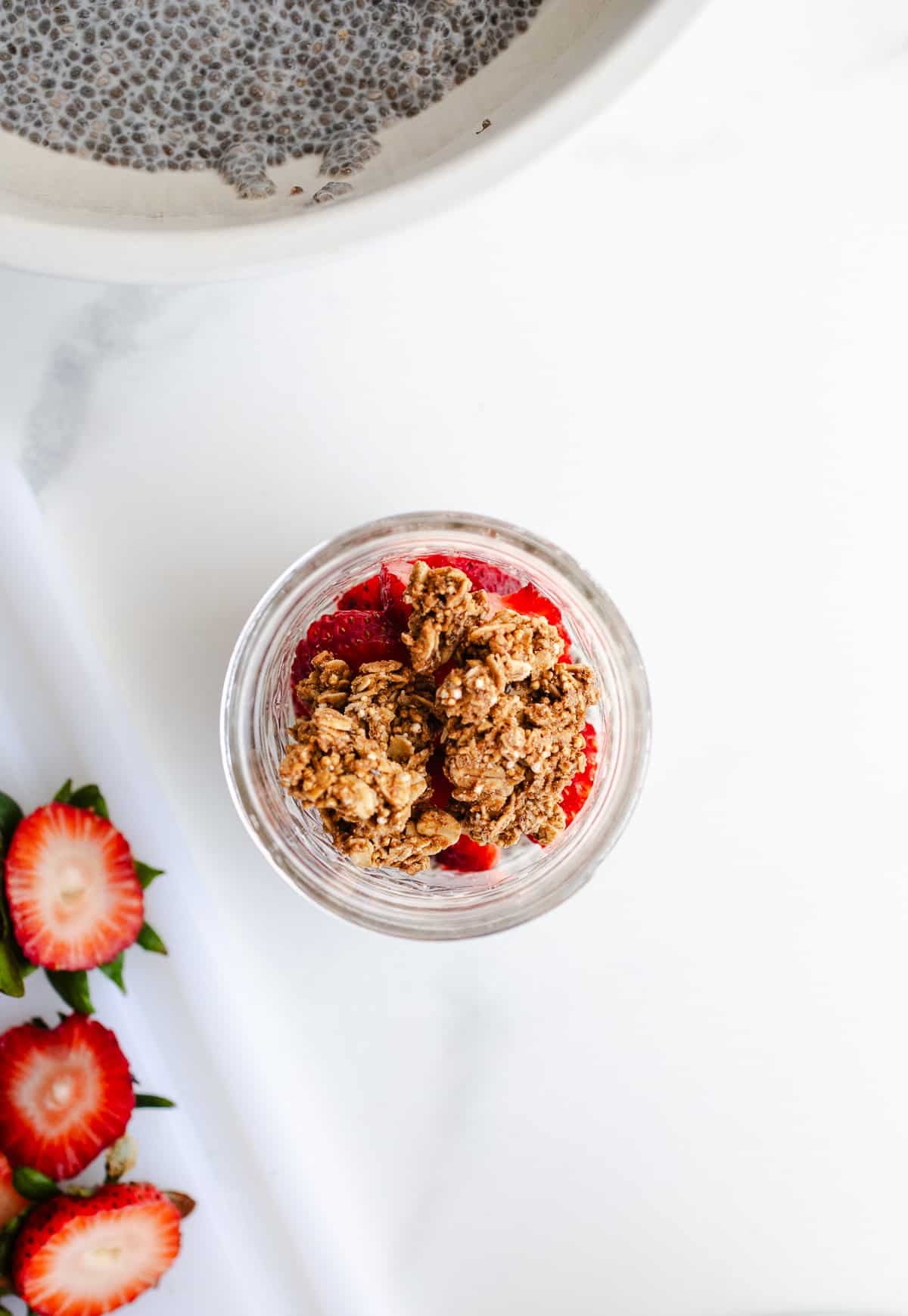 Granola in a mason jar.