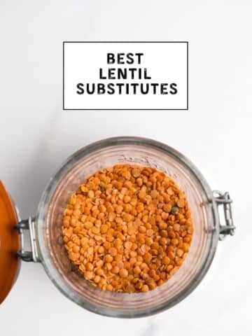 Red lentils in a jar.