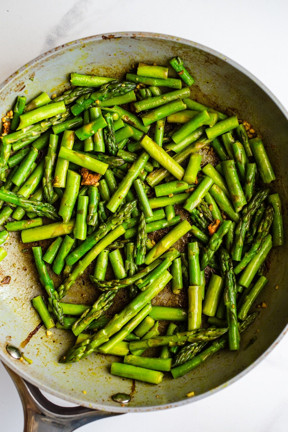 Asparagus in a pan.