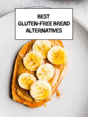 Sweet potato toast on a plate.