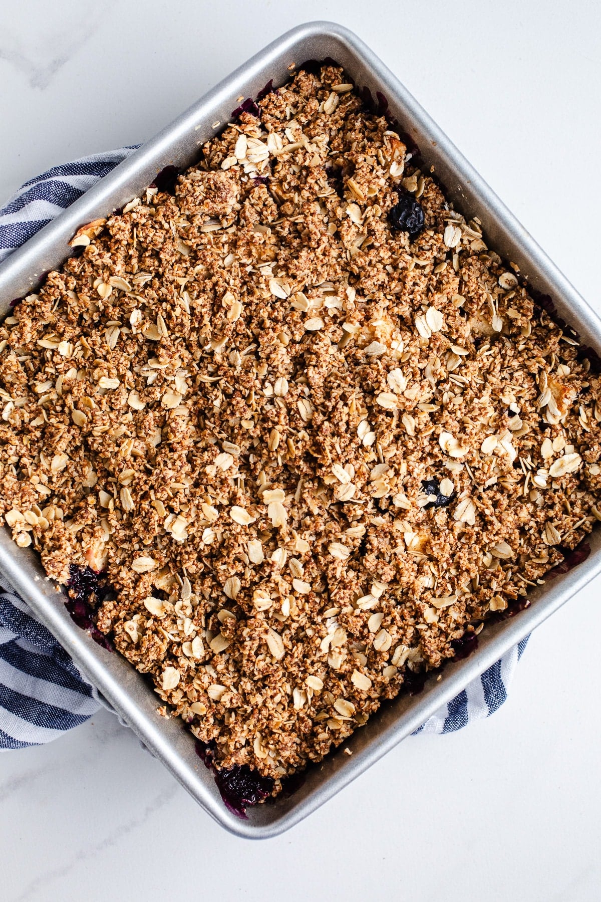 Baked blueberry apple crumble.
