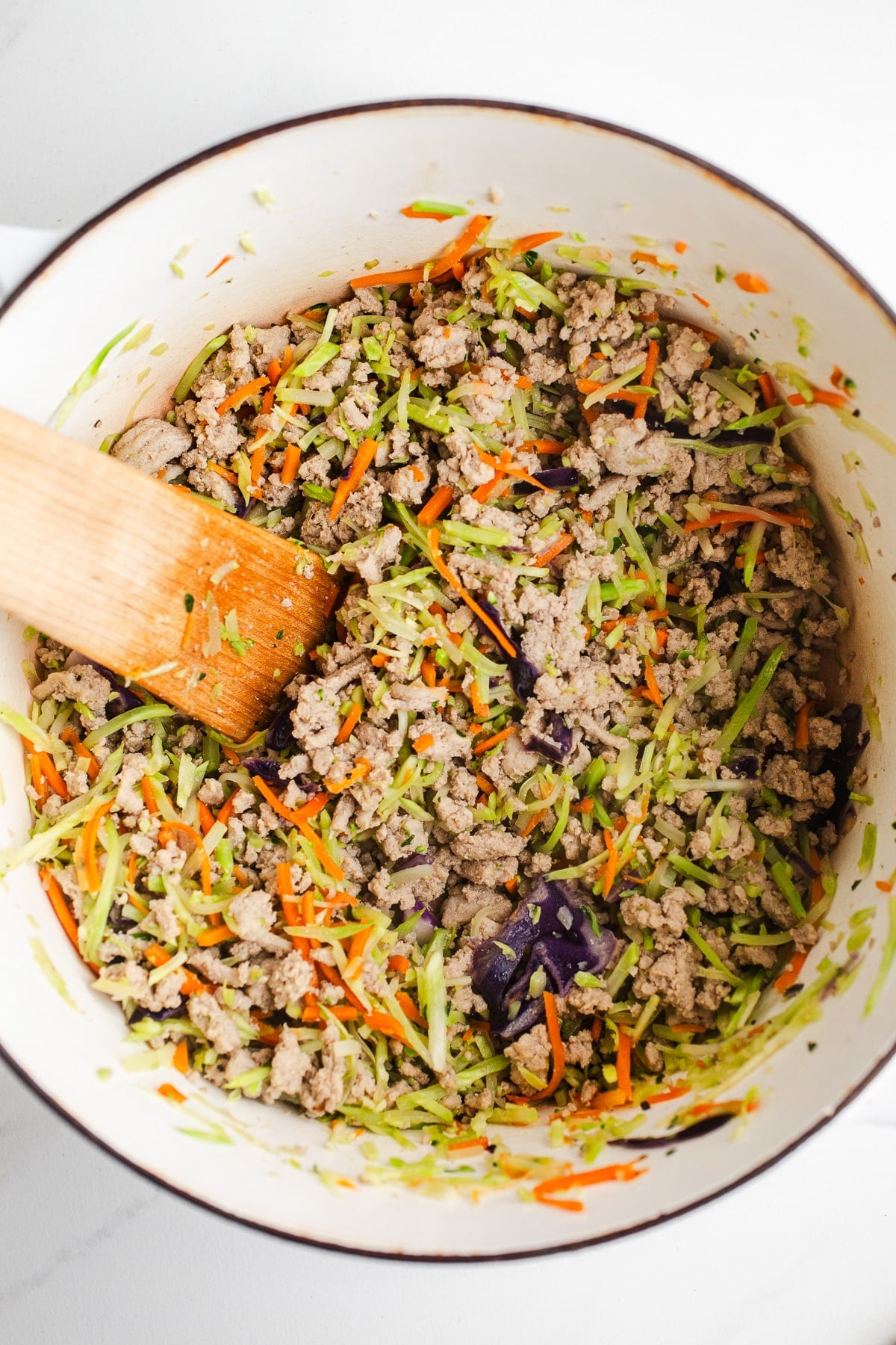 Turkey and veggies in a pot.